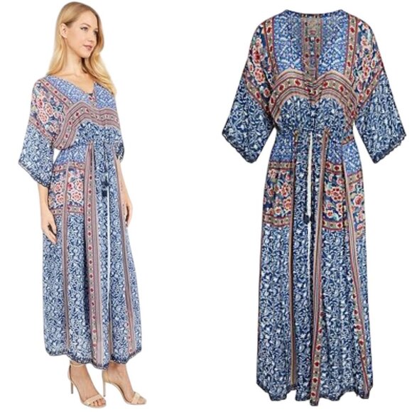 Johnny Was V Neck Tassel Ocia Slip Dress Multi Womens Size M Pockets Embroidered - Picture 1 of 11